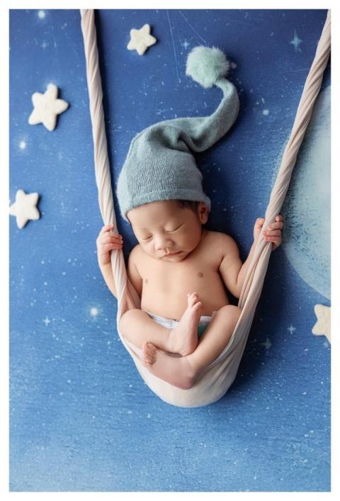 Baby Newborn Sleeping Blue