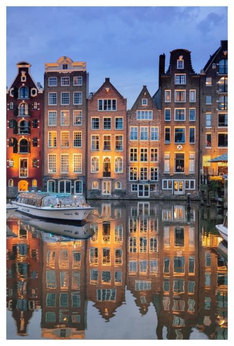 Buildings Architecture River Illuminated