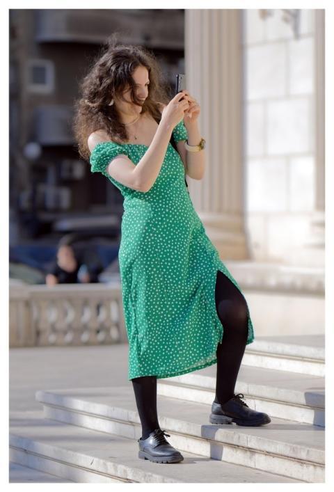 Woman Happy Dress Greene