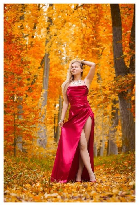 Autumn Forest Nature Red Dress
