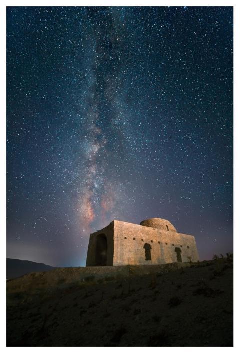 Temple Building Night Cosmos