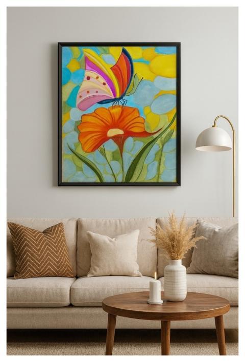 Painting Flower Background Nature Butterfly