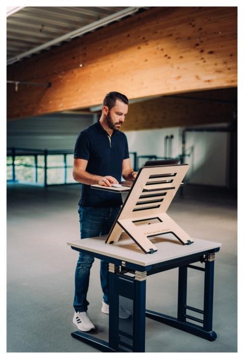 Man Stand Desk Freelancer