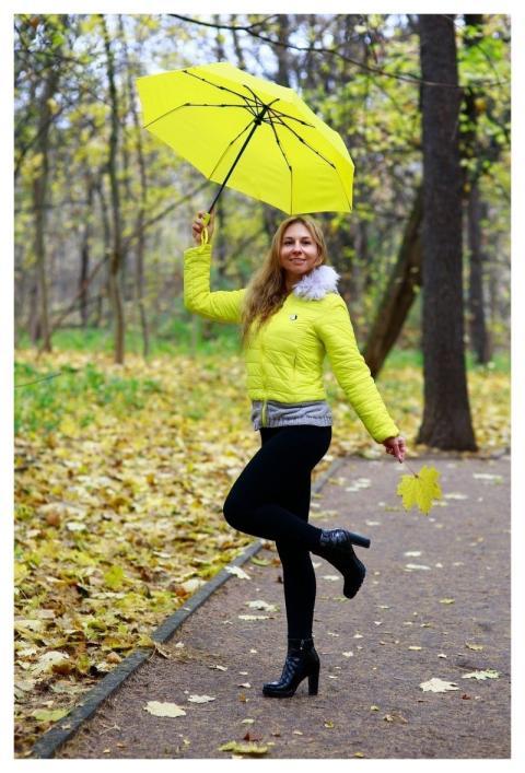 Woman Autumn Autumn Park Bright Jacket