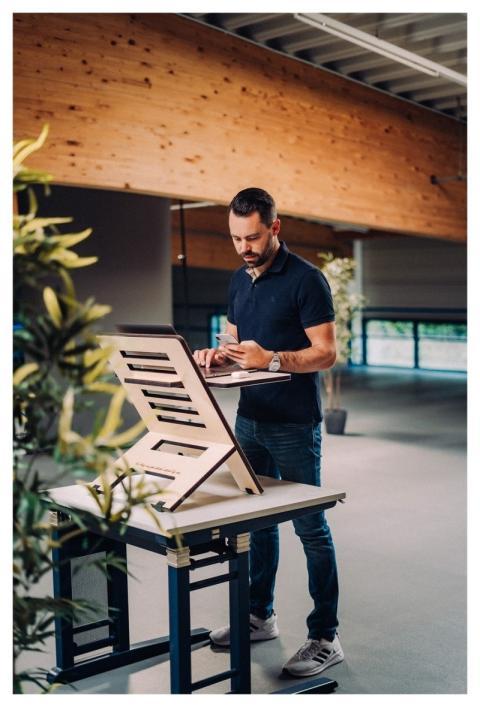 Man Stand Desk Freelancer