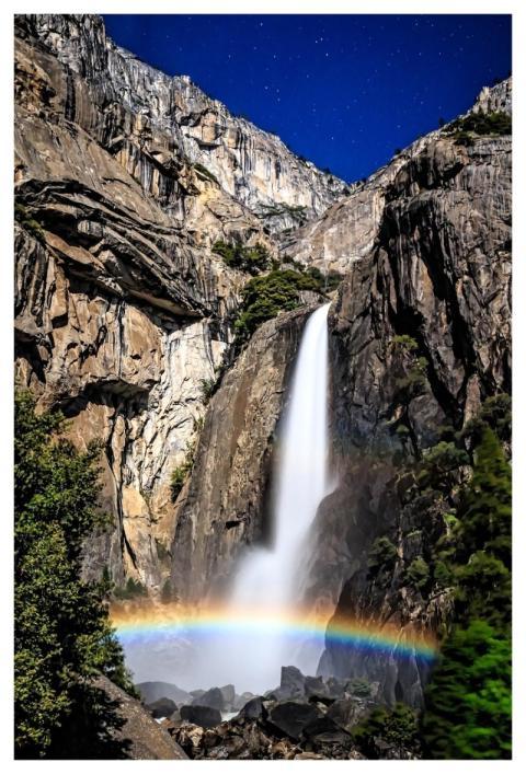 Moonbow Waterfall Yosemite Landscape