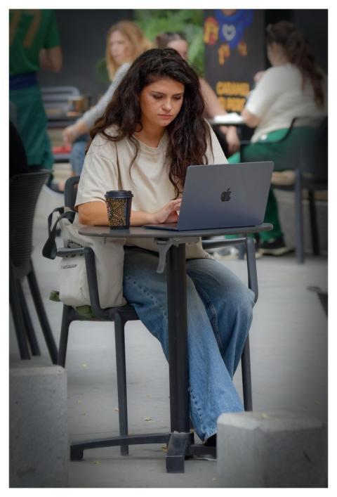 Woman Casual Sitting Outdoor