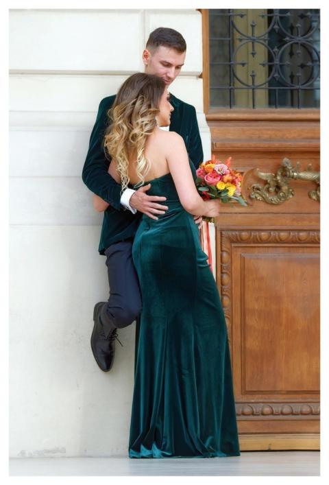 Couple Lovers Hug Building