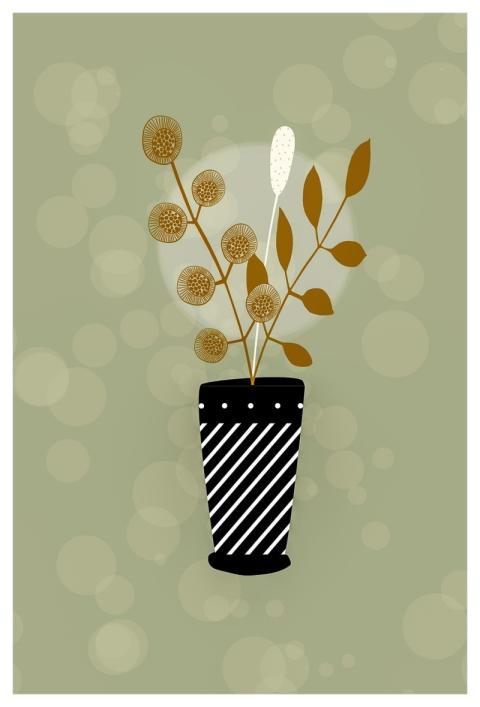 Vase Leaves Flower Background Plant