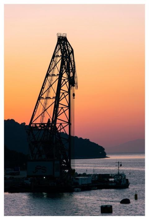 Crane Sunset River Silhouette
