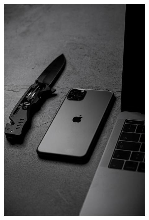 Pocket Knife Smartphone Laptop Iphone