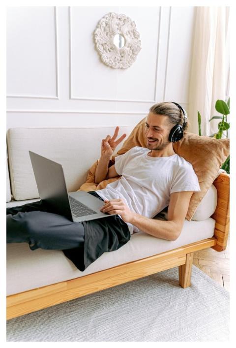 Ai Generated Man Living Room Laptop