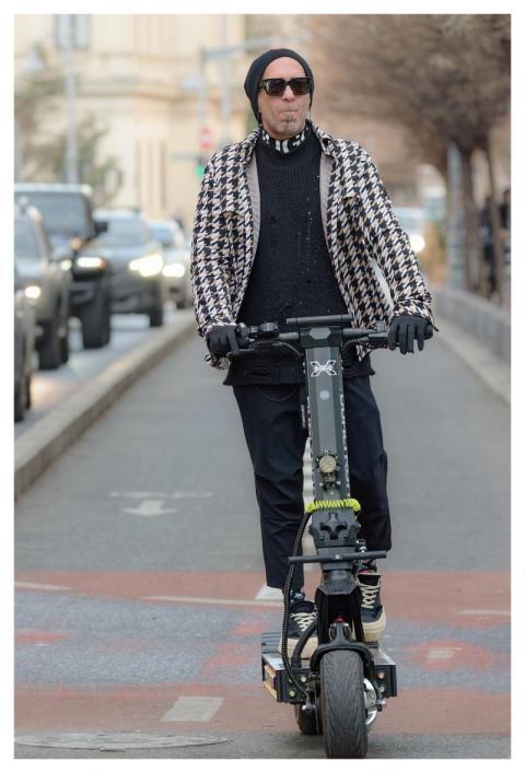 Man Electric Scooter Sunglasses Casual