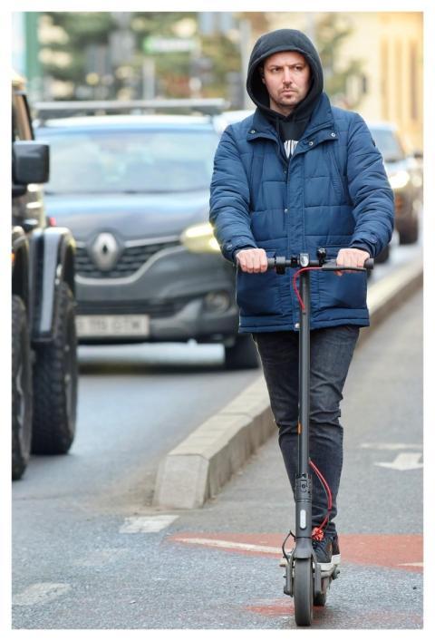 Man Electric Scooter Park Riding