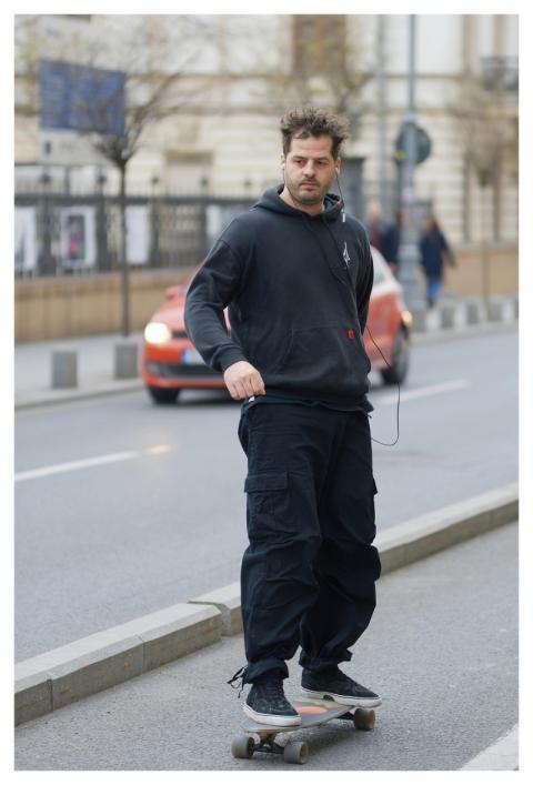 Man Young People Skateboard Rolls