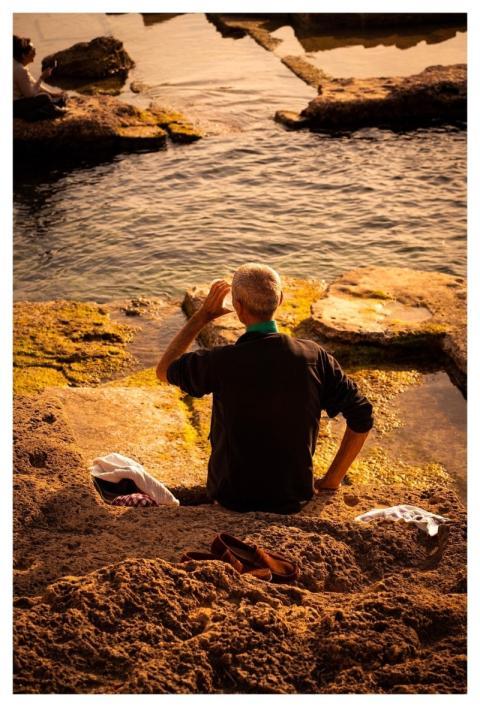 Sea Man Nature Sunset