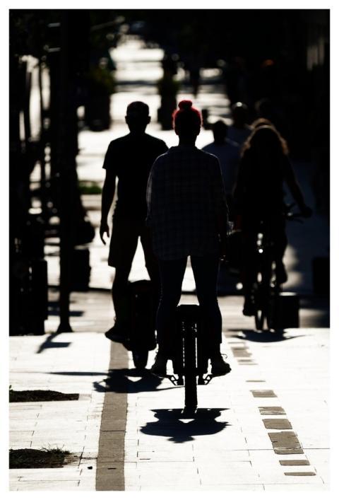 Silhouette People Electric Vehicle Bicycle