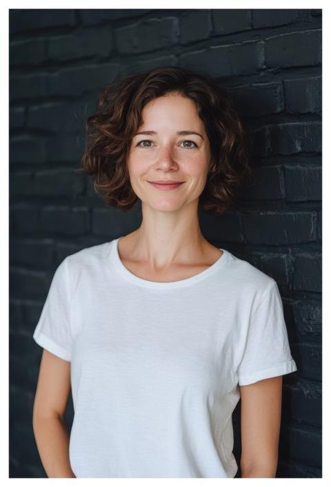 Young Woman Smile White T-Shirt Natural Lighting