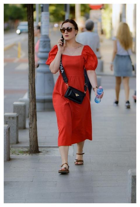 Woman Young Dress Red