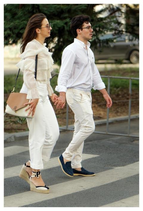 Couple Walking Glasses Casual