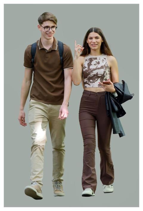 Couple Walk Together Young