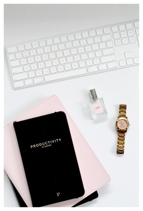 Planner Flat Lay Keyboard Watch
