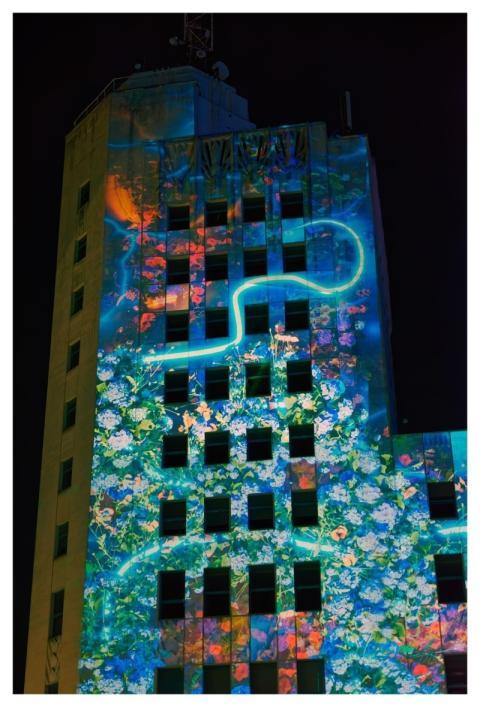 Light Show City Building Tower