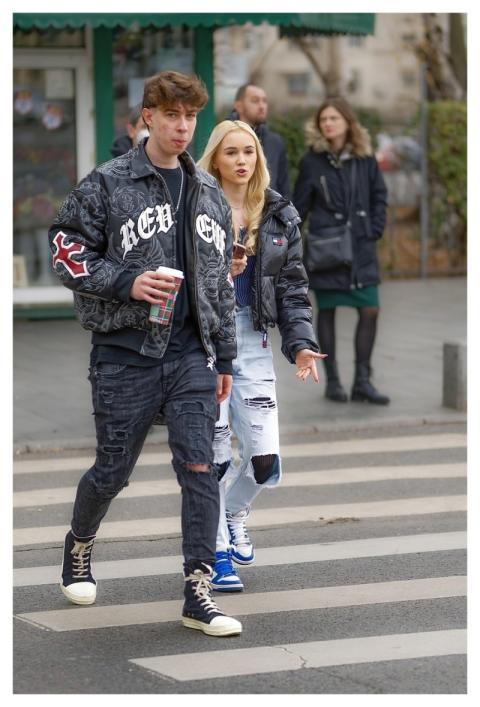 Couple Young People Together Going