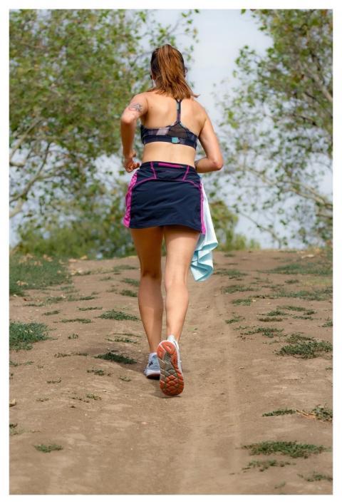 Woman Athletic Running Going Up