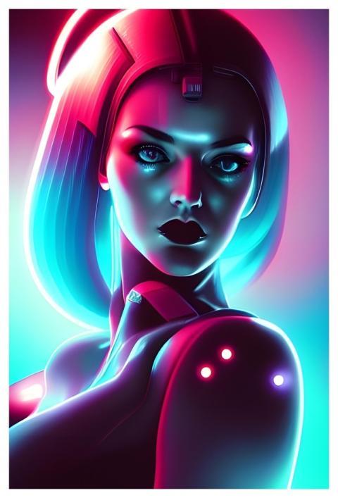 Cybergirl Neon Woman Future