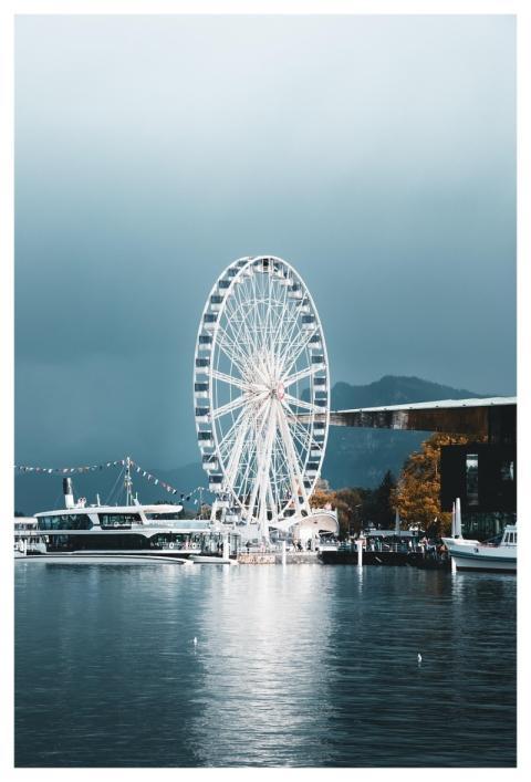 River Ferris Wheel Buildings Camper