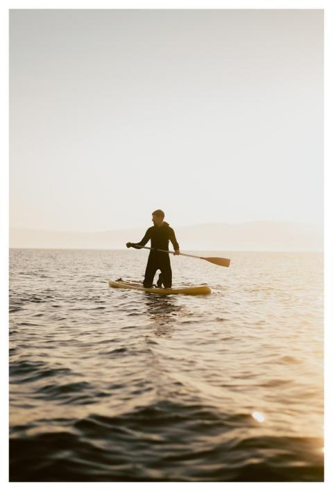 Standup Paddleboarding Man Sea Nature