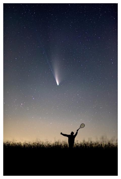 Silhouette Man Racquet Stars