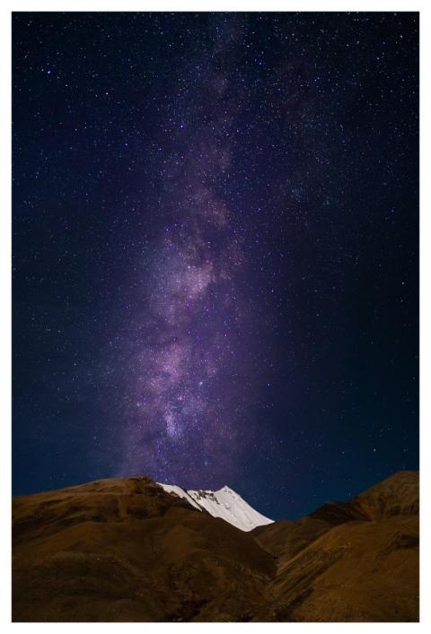 Mountain Snow Mountain Starry Sky Galaxy