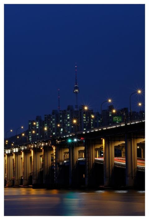 Night Bridge Han River Seoul