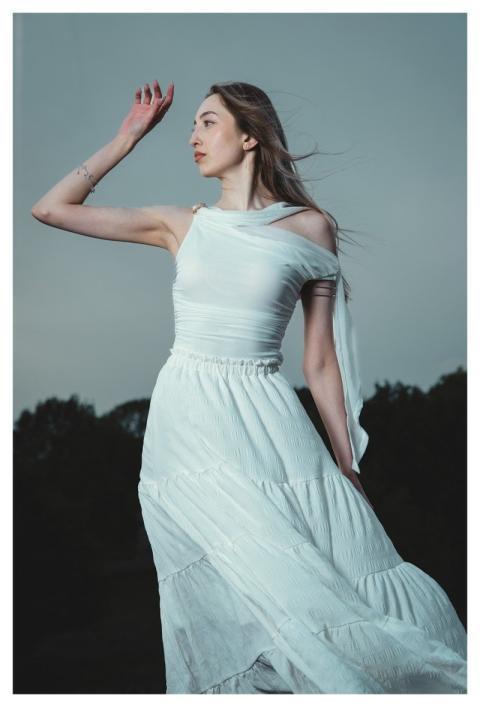 Woman Model White Dress Female Model