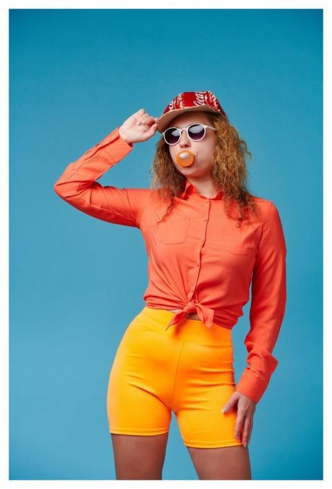 Woman Model Posing Photo Studio