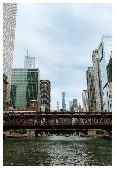 Chicago Wells Street Bridge Chicago River Skyscrap