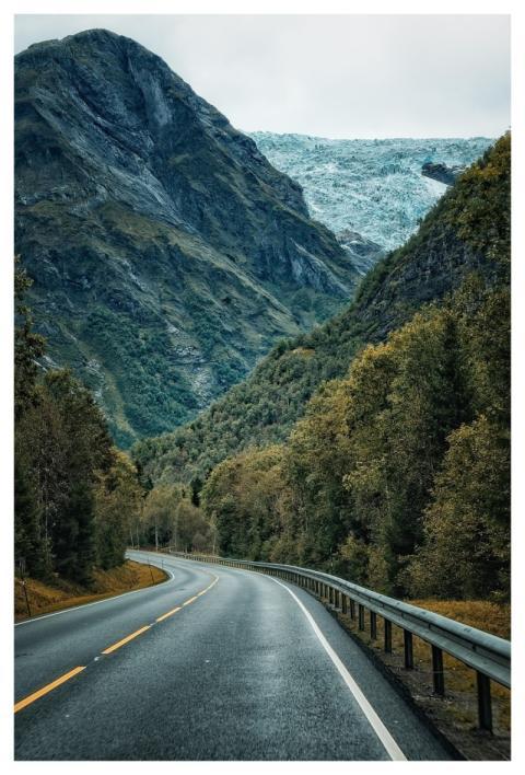 Road Mountains Glacier Nature
