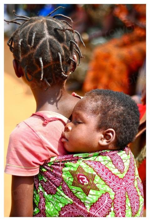 Ghana child sleeps at health