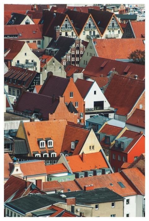 Houses Bird's Eye View Roofs City