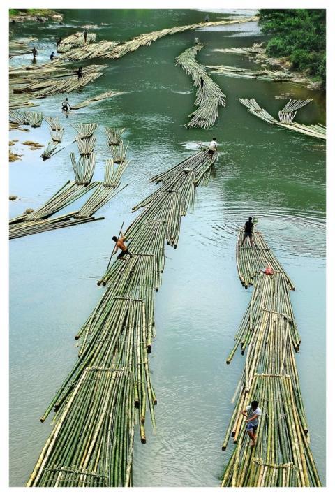 Fishermen Fishing Downstream River