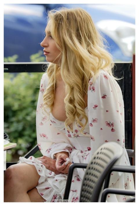 Woman Profile Blond Sitting