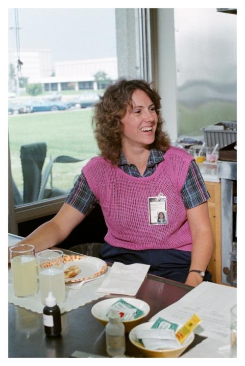 Sharon Christa McAuliffe Enjoys Her First Taste of