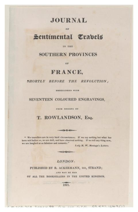 Title page, 'Journal Sentimental Travels