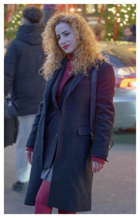 Woman Young Overcoat Curly Hair