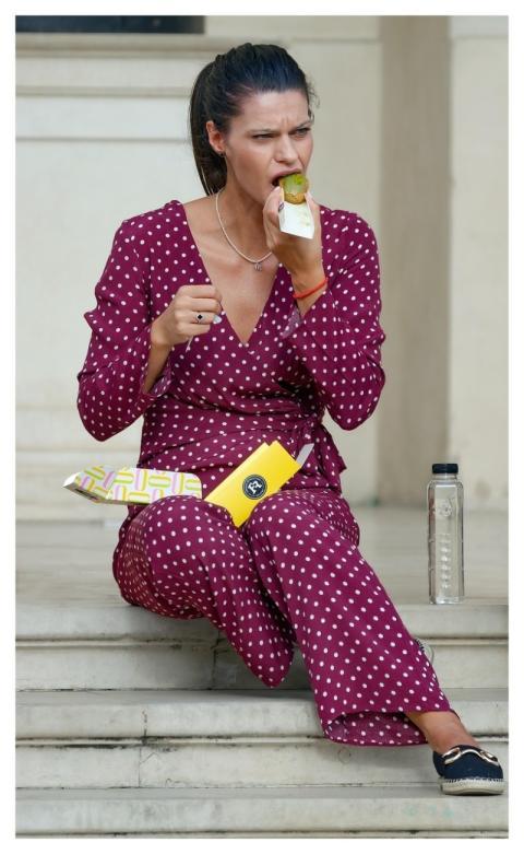 Woman Young Eating Sitting