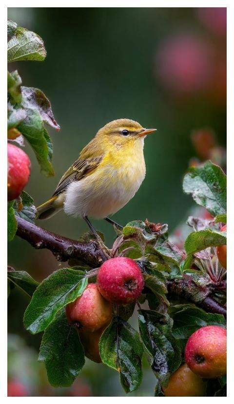 Nature Bird Apples Fruit
