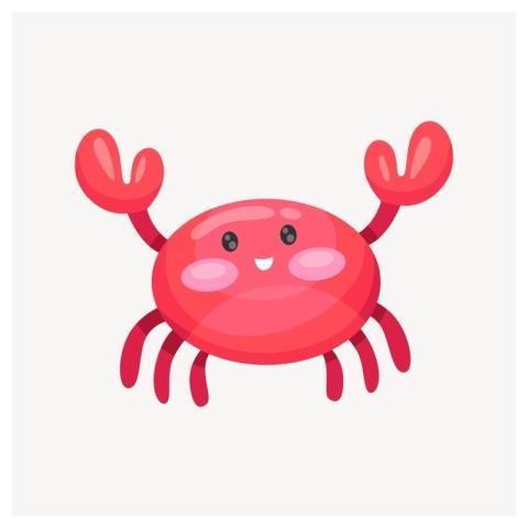 Red crab clipart, animal illustration