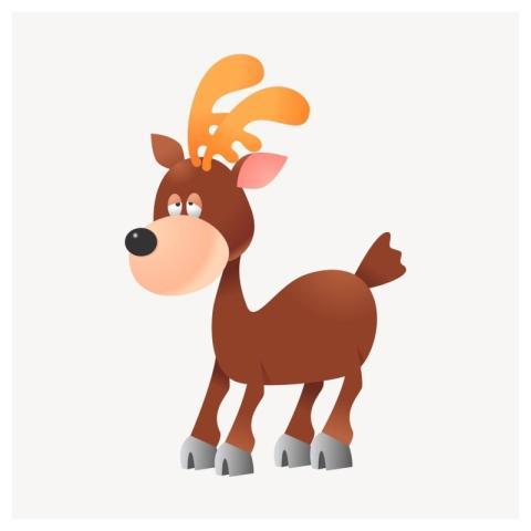 Reindeer sticker, cartoon animal illustration